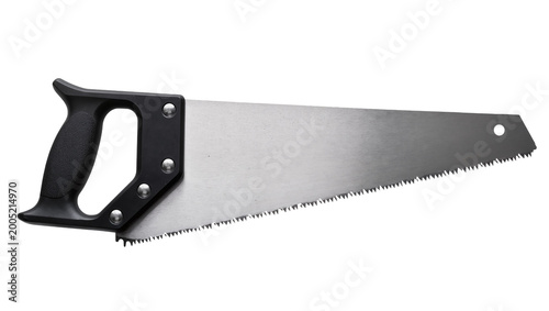 Canvas Print Gray Hand Saw with Black Plastic Handle and Steel Blade