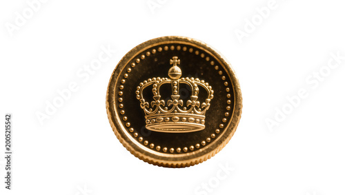 Obraz na płótnie Golden Danish Krone Coin with Crown Detail