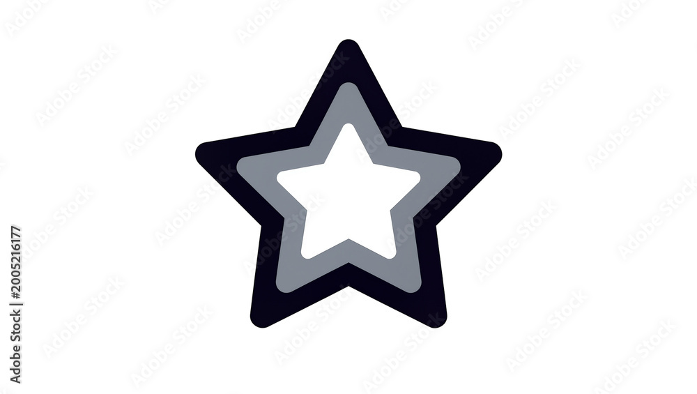 Obraz premium Nested gray and black star shape with central white core
