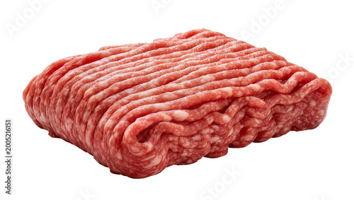 Quadro su tela Raw ground beef patty with visible fat and muscle fibers