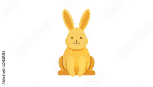 Golden Cartoon Rabbit Sitting with Long Ears and Round Body