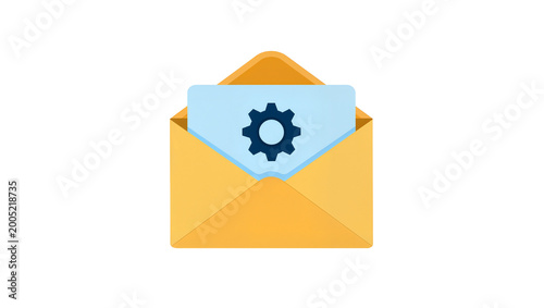 Yellow Envelope with Blue Gear Icon on Front Flap