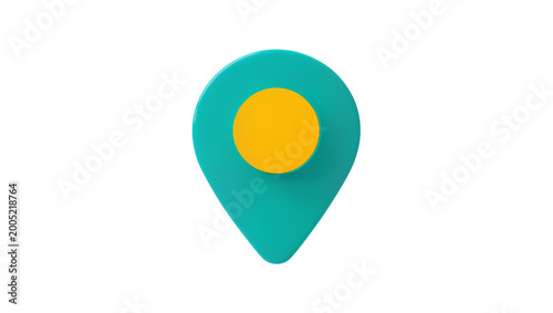 Teal Location Marker with Yellow Circle Center