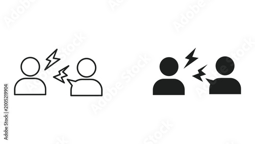 Tableau sur toile Two people icons with lightning bolts indicating conflict or argument between th