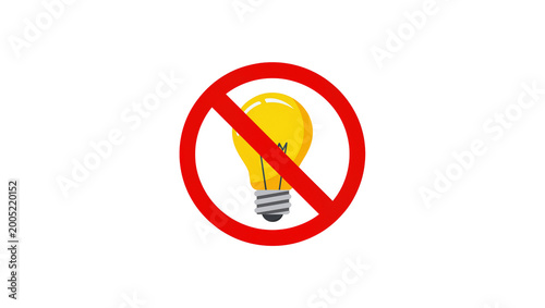 Red Prohibition Sign with Yellow Lightbulb Graphic