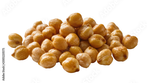 Tableau sur toile Roasted golden chickpeas pile close-up view