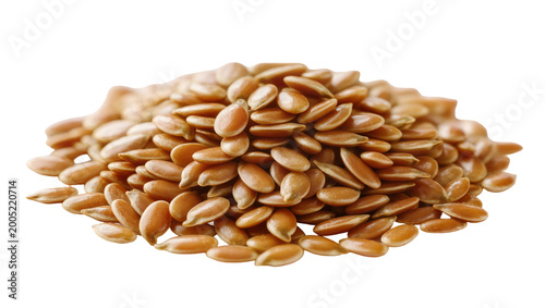 Billede på lærred Pile of Brown Flax Seeds Close-Up View