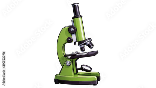 Green Laboratory Microscope with Stage and Knobs
