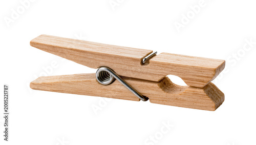 Konstfotografi Wooden Clothes Peg with Metal Spring and Rivet Detail