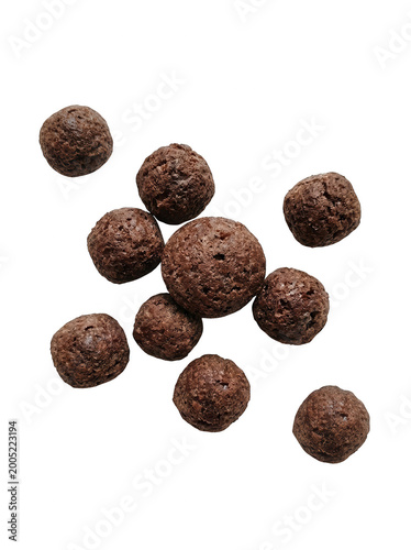 Chocolate cereal balls on transparent background