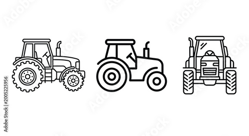 Tableau sur toile tractor line art icons set on white background