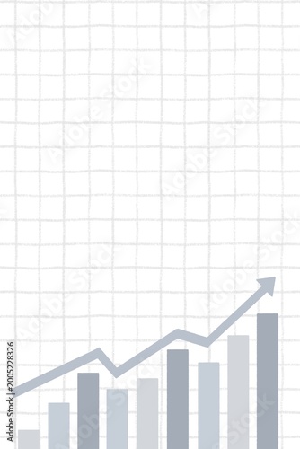Business Illustration with Bar Chart and Rising Arrow on Grid Background