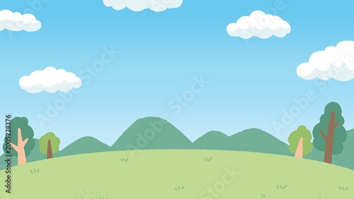 Peaceful Meadow and Trees Natural Landscape Illustration Background