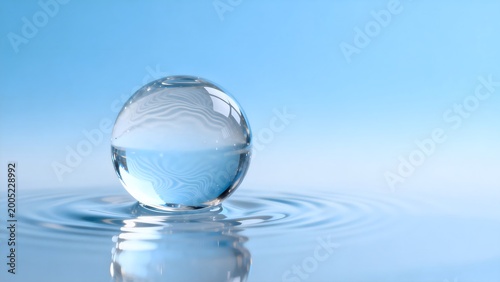 Glass sphere in water with ripples