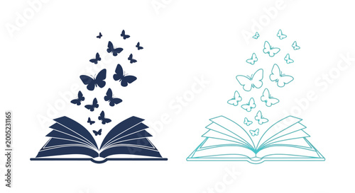 Open book releasing colorful butterflies illustration