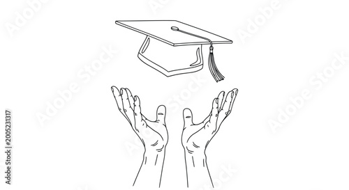 Graduation cap being held up by open hands