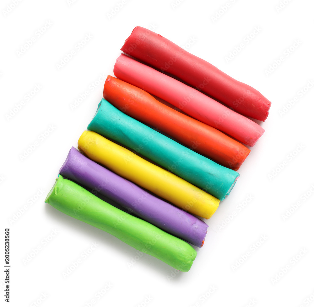 Fototapeta premium Many different colorful plasticine isolated on white background