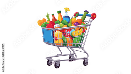 trolley full of shopping