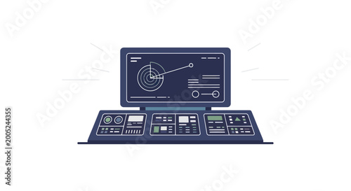 Tableau sur toile Futuristic dashboard with digital charts and control panel, technology concept