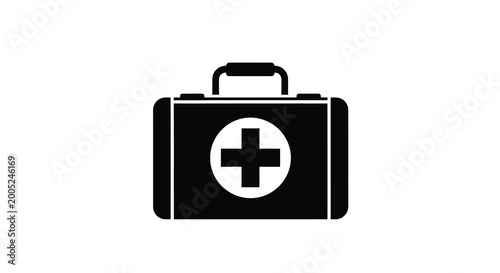 First aid kit silhouette with medical cross symbol on a white background high quality professional detailed modern elegant stylish clean crisp