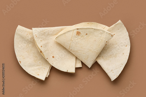 Fresh thin lavash on brown ...