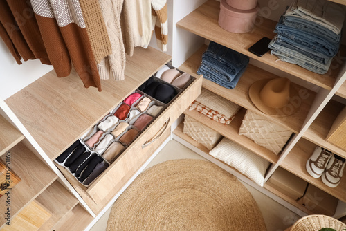 Open drawer with organized ...