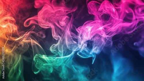Vibrant rainbow colored smoke swirling abstract background