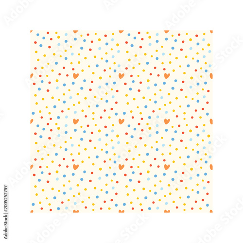 Playful polka dot and heart pattern in pastel colors for children's designs Vector Illustration
