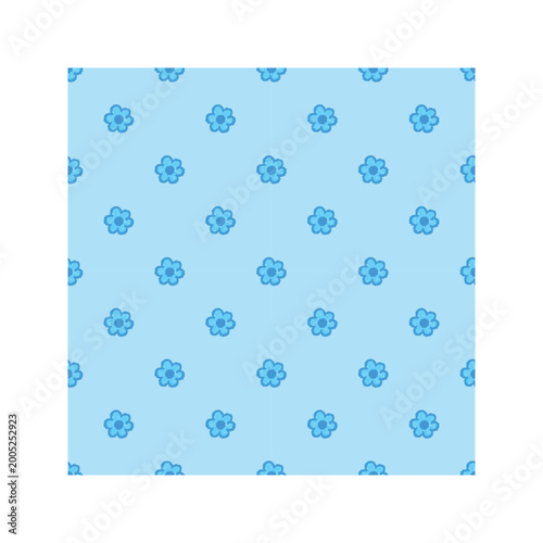 Seamless Pattern with Small Blue Flowers on Light Blue Background Vector Illustration