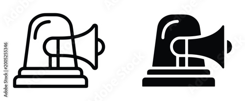 Cuadro en lienzo Emergency siren icons set, police flasher and megaphone alarm symbols, black out