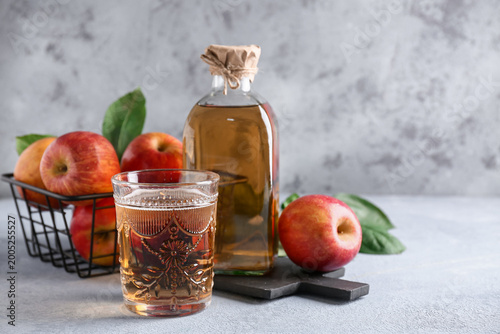 Fresh fruits with bottle an...