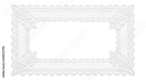 Obraz na płótnie Lace doily rectangle frame with floral ornament detail.