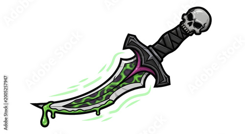 Foto Fantasy Dagger with Skull Handle and Toxic Green Blade