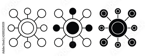Billede på lærred Abstract network icon set, minimalist connection symbols for data infrastructure