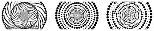 Fotografie Spiraling halftone dot patterns with vortex and circular shapes in optical illus