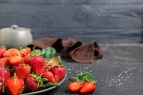 Plate with sweet ripe straw...