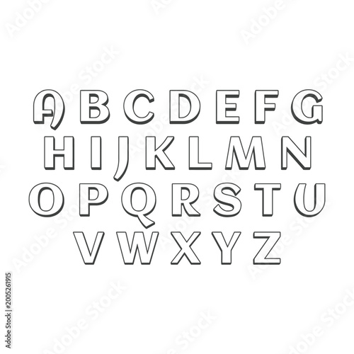 Aclonica Alphabet Vector Font Set Bold Outline Uppercase Letters