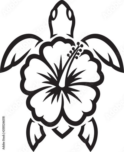 Hawaiian Sea Turtle with Hibiscus Flower Design