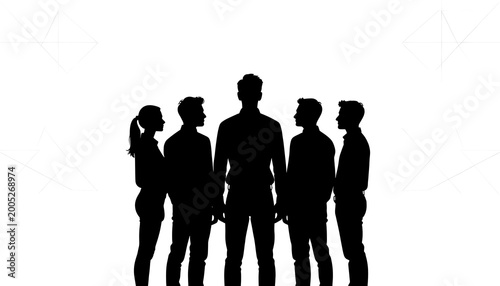 people standing next to each other on a white background. They look like a group of people