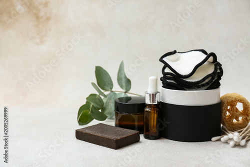 Cotton pads, cosmetics and ...