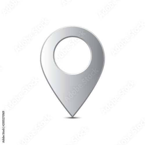 Minimal Silver 3D Location Pin Map Marker Icon