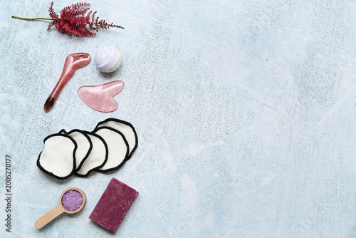 Cotton pads, guasha and bat...