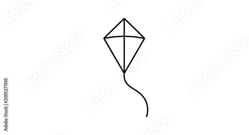 Foto Simple Line Drawing of a Diamond Kite Flying on a White Background