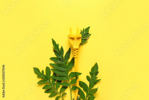 Plug with plant leaves on y...