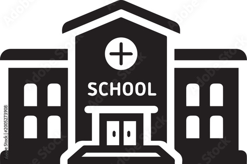 School Building Icon - Vector Art