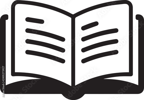 Open Book With Lines - Reading Symbol Icon