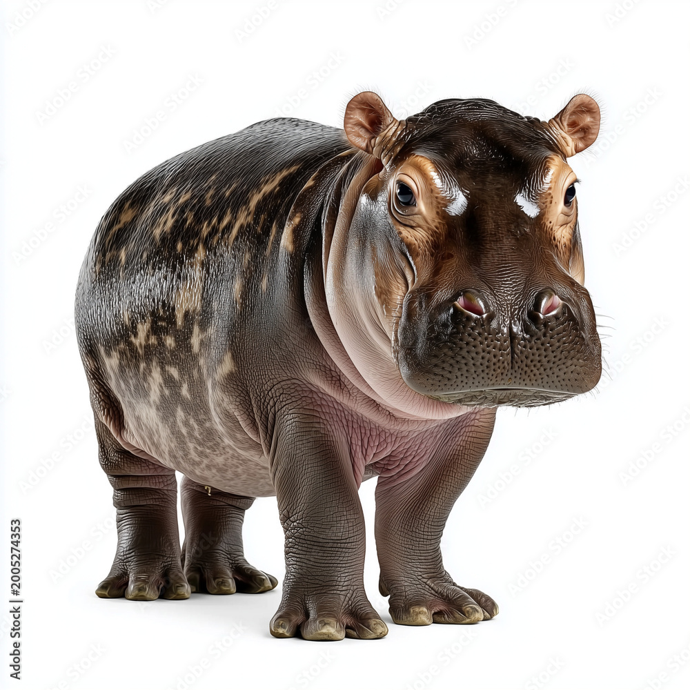 Fototapeta premium Hippo standing isolated on white background
