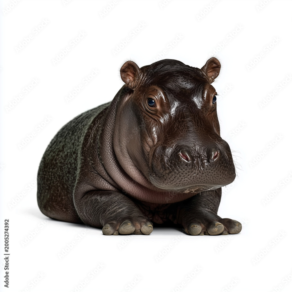 Obraz premium Hippo resting isolated on white background