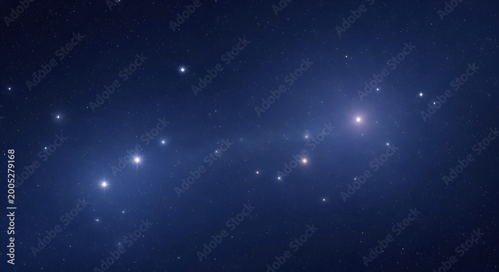 Fototapeta premium Bright stars scattered across a deep blue night sky, forming luminous patterns in the cosmos.