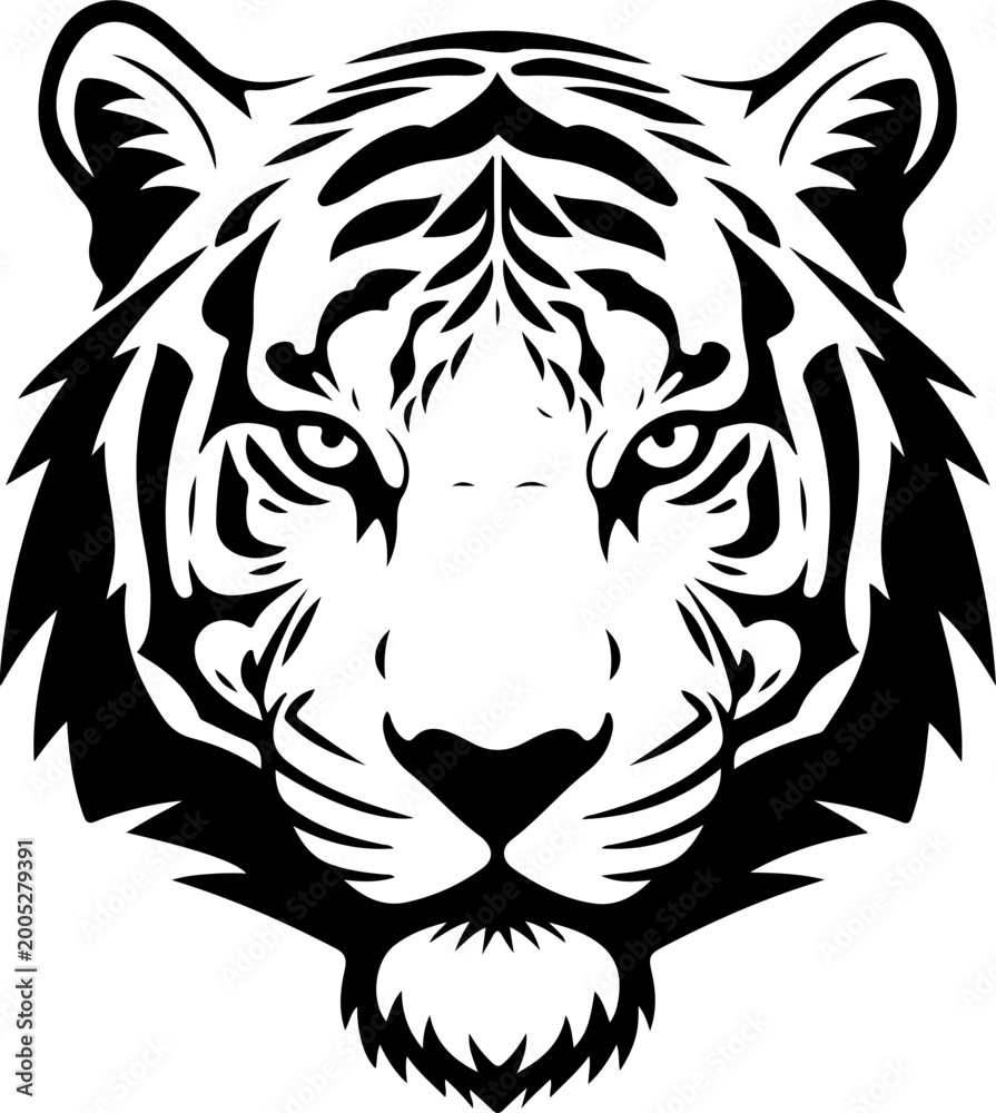 Fototapeta premium Tiger head silhouette Vector illustration